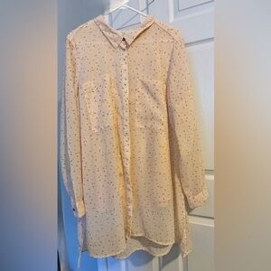 Peach Sheer Floral Blouse Set 3X